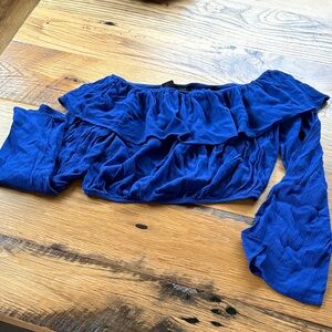 Rebel Sugar Vibrant Blue Off-Shoulder Crop Top - XL